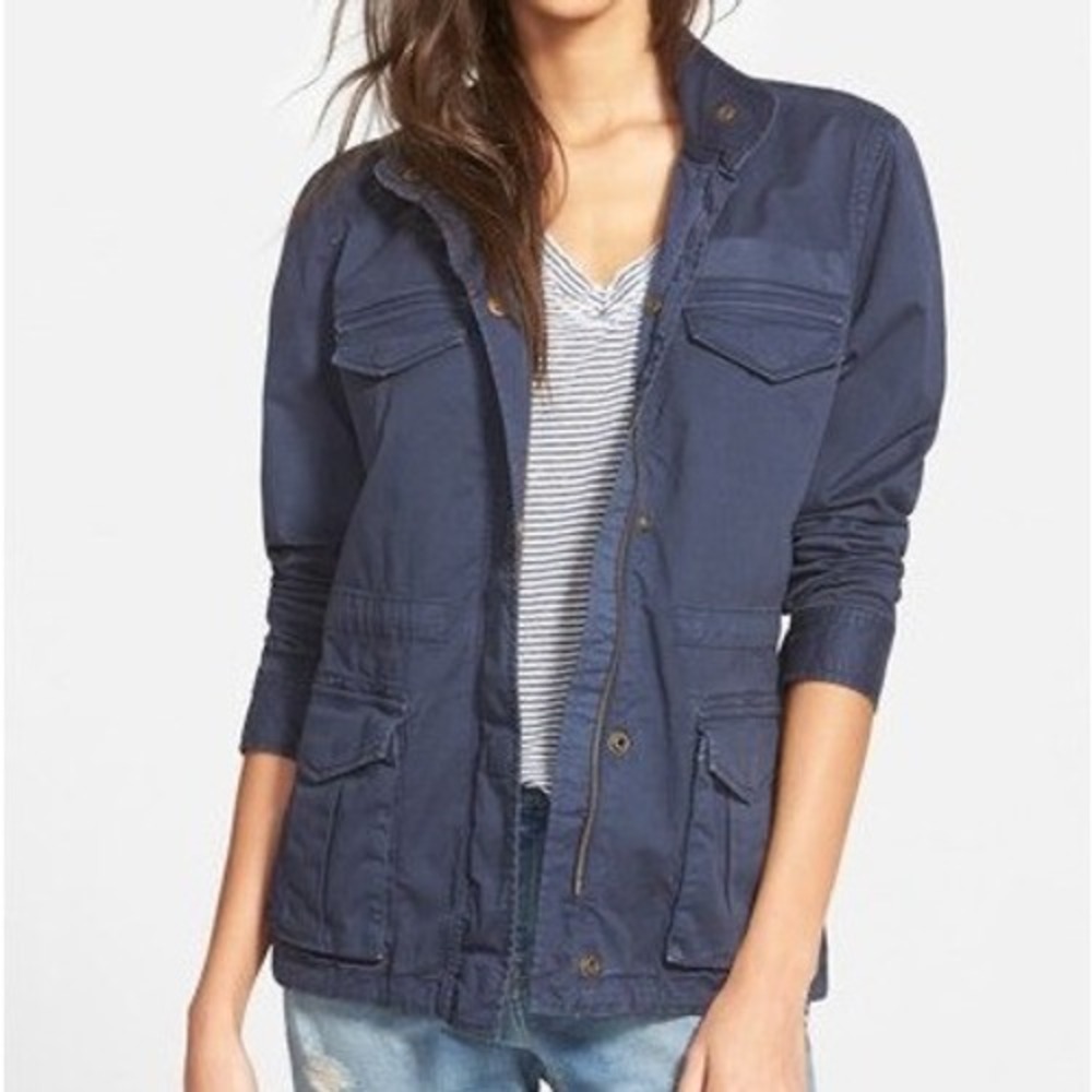 Hinge Seattle Utility Field Jacket, XS Navy Blue Cotton | Minimal, Military, Y2K
